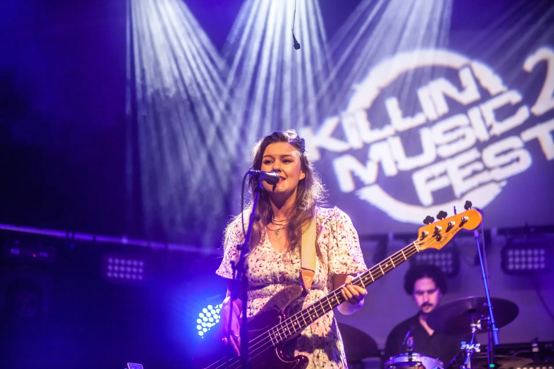 Female artist performing on stage